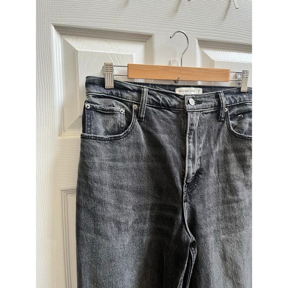 Abercrombie Fitch Size 8 Long Black Wash 90s Straight Ultra High Rise Jean 29x33 - Picture 6 of 14